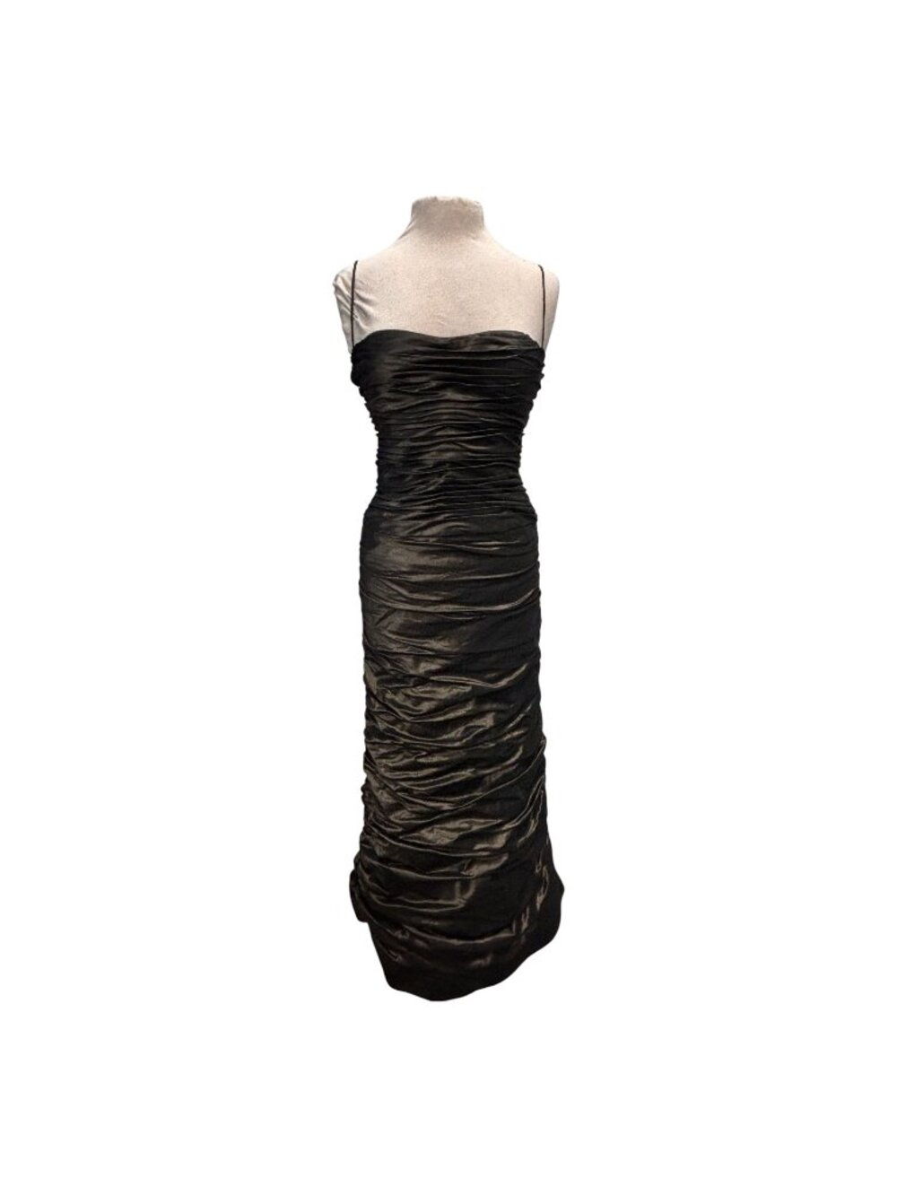 Teri Jon Rickie Freeman Dark Bronze Ruched Evening Gown Maxi Dress Size 8 Formal - Picture 2 of 7